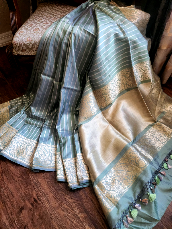 Smoke Grey Khadua Katan Saree