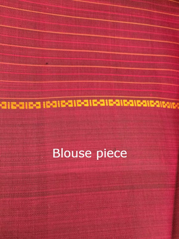 Maroon Check Silk Kanjivaram Saree