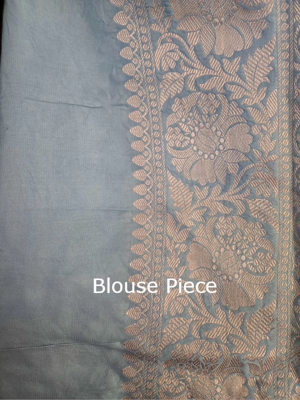 Powder Blue Mashroo Silk Banarsi Saree