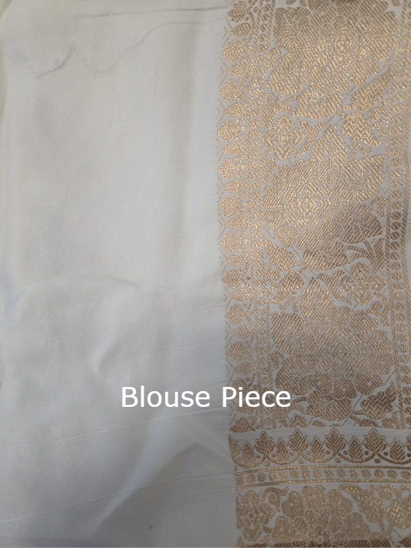 Ivory Mashroo Silk Banarsi Saree