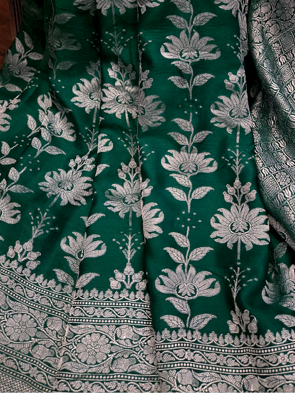 Emerald Mashroo Silk Banarsi Saree