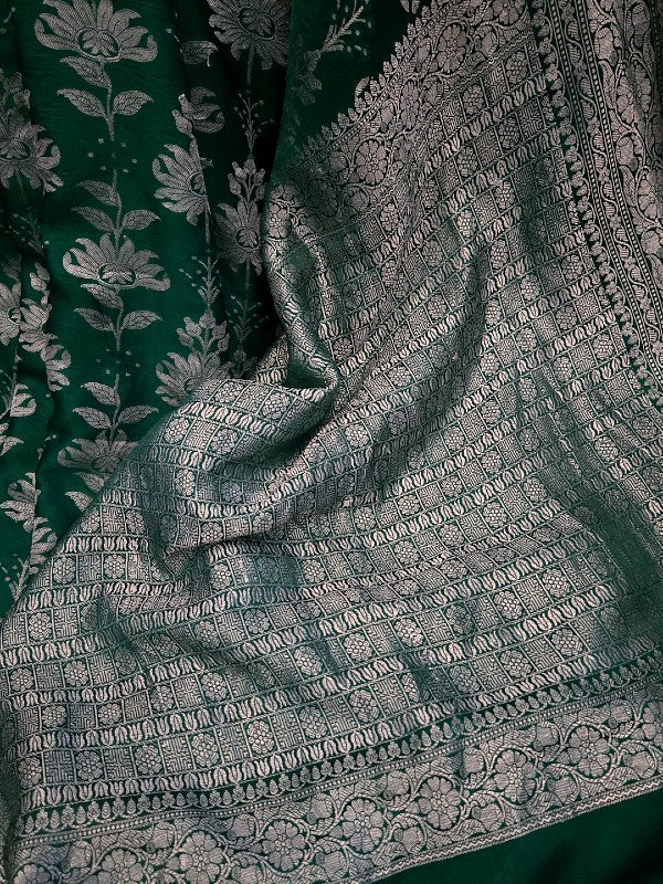 Emerald Mashroo Silk Banarsi Saree