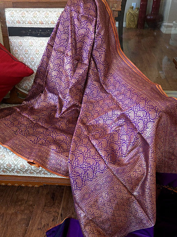 Purple Katan Brocade Banarsi