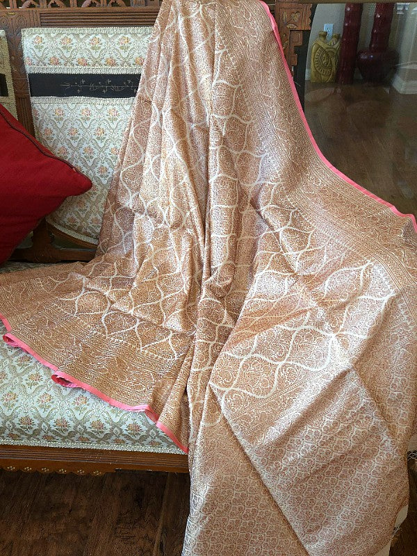 Ivory katan Brocade Banarsi