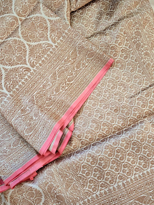 Ivory katan Brocade Banarsi