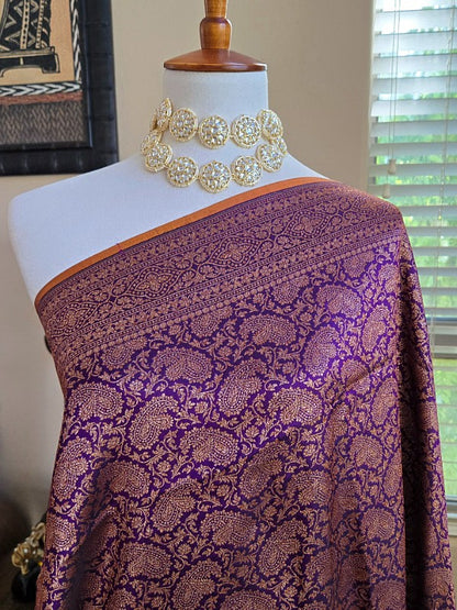 Purple Katan Brocade Banarsi