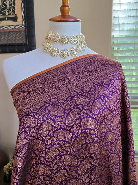 Purple Katan Brocade Banarsi