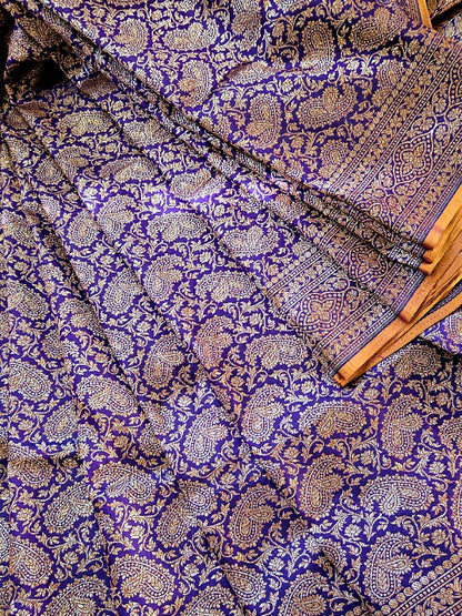 Purple Katan Brocade Banarsi