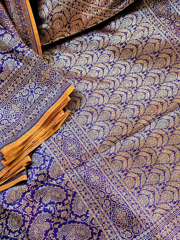 Purple Katan Brocade Banarsi