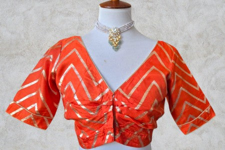 Silk Gold Blouse - Orange
