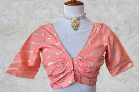 Silk Gold Blouse - Peach Pink