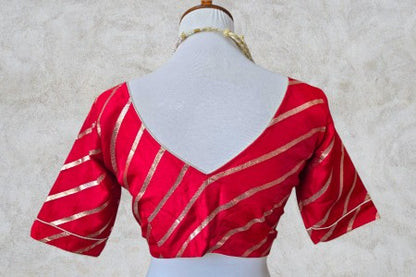 Silk Gold Blouse - Red