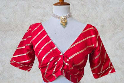 Silk Gold Blouse - Red