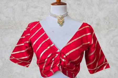 Silk Gold Blouse - Red