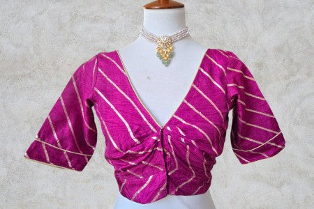 Silk Gold Blouse - Magenta
