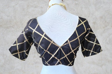 Silk Gold Blouse - Black