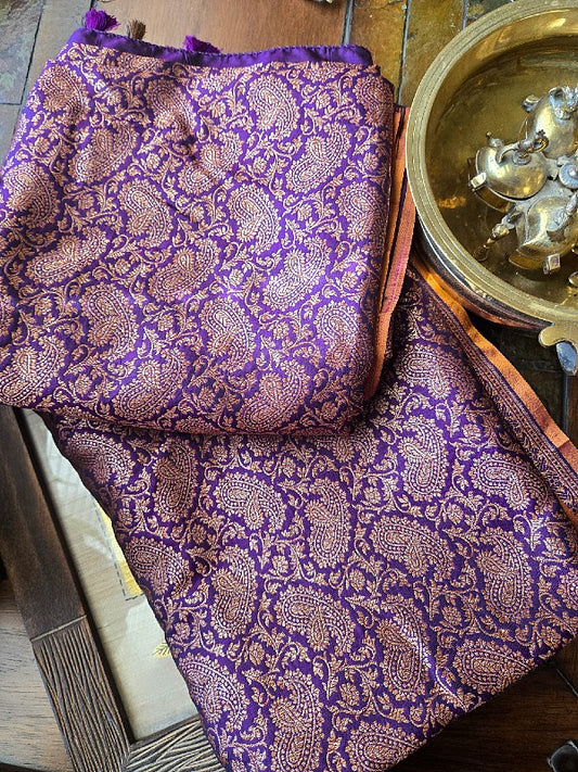Purple Katan Brocade Banarsi
