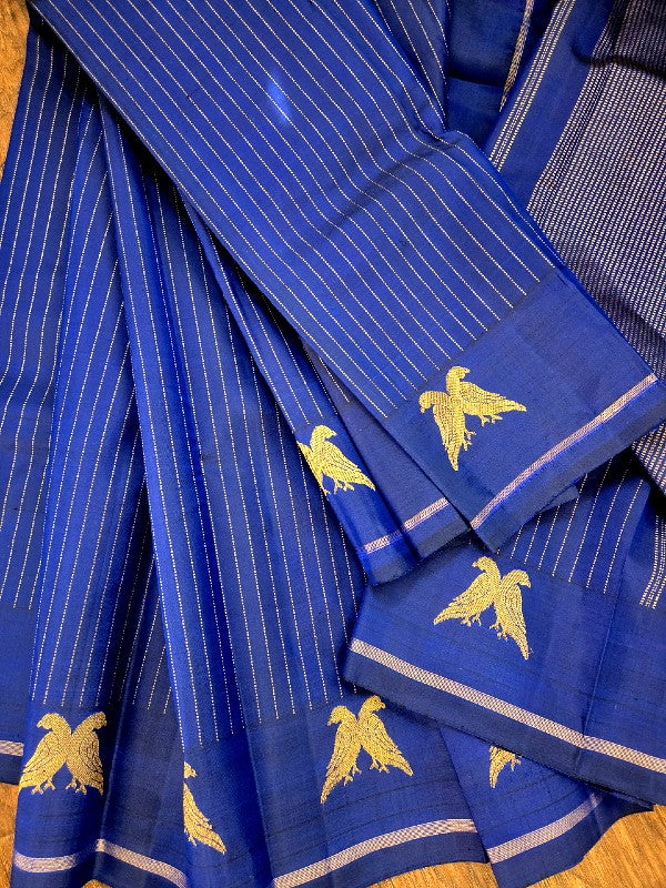 Rich Royal Blue Silk Kanjivaram Saree