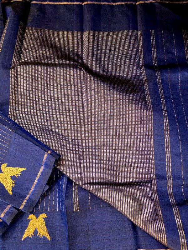 Rich Royal Blue Silk Kanjivaram Saree