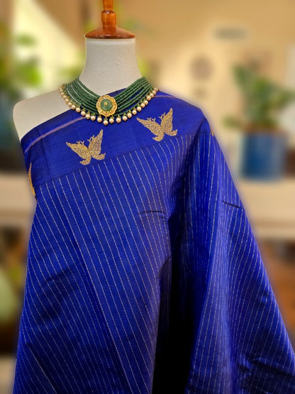 Rich Royal Blue Silk Kanjivaram Saree