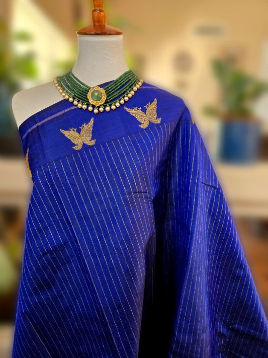 Rich Royal Blue Silk Kanjivaram Saree