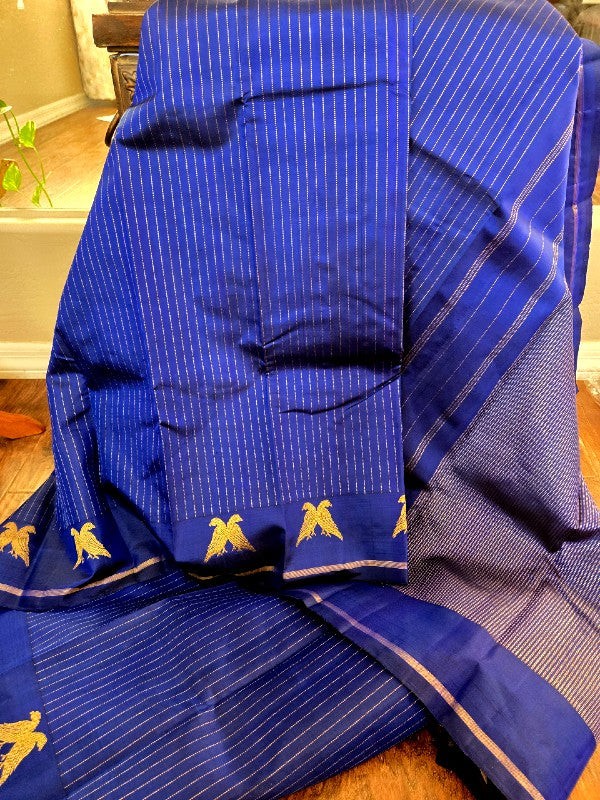Rich Royal Blue Silk Kanjivaram Saree