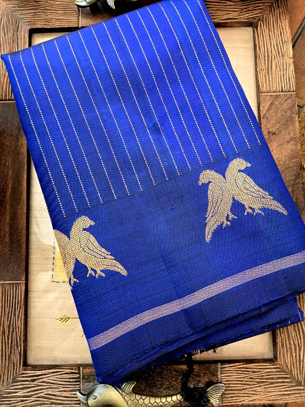 Rich Royal Blue Silk Kanjivaram Saree