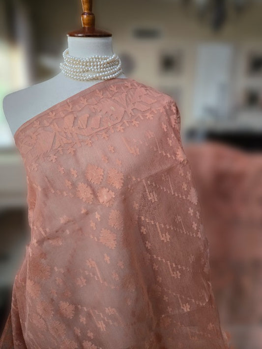 Brick Nude Cotton Dhakai Jamdani
