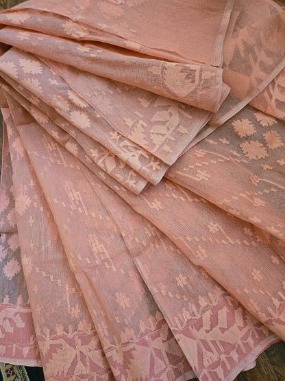 Brick Nude Cotton Dhakai Jamdani