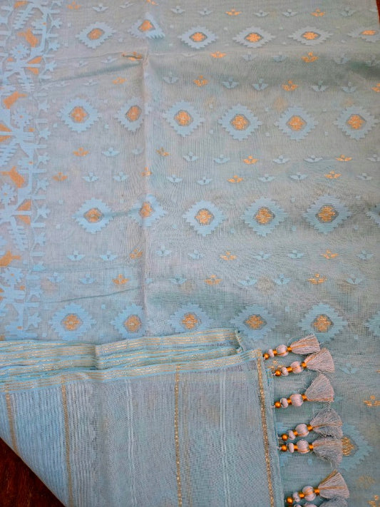 Light Turquoise Jamdani Dhakai