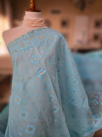 Light Turquoise Jamdani Dhakai