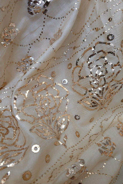 Ivory Tussar Kamdani Saree