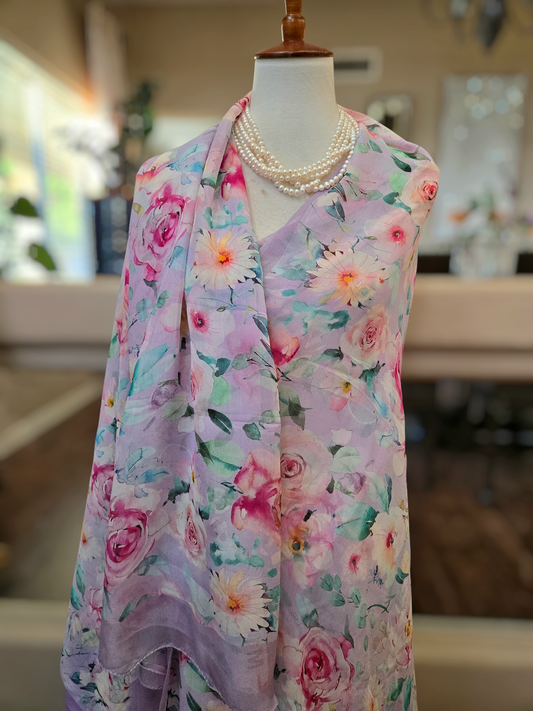 Platinum Printed Pure Chiffon Saree