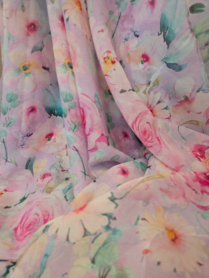 Platinum Printed Pure Chiffon Saree