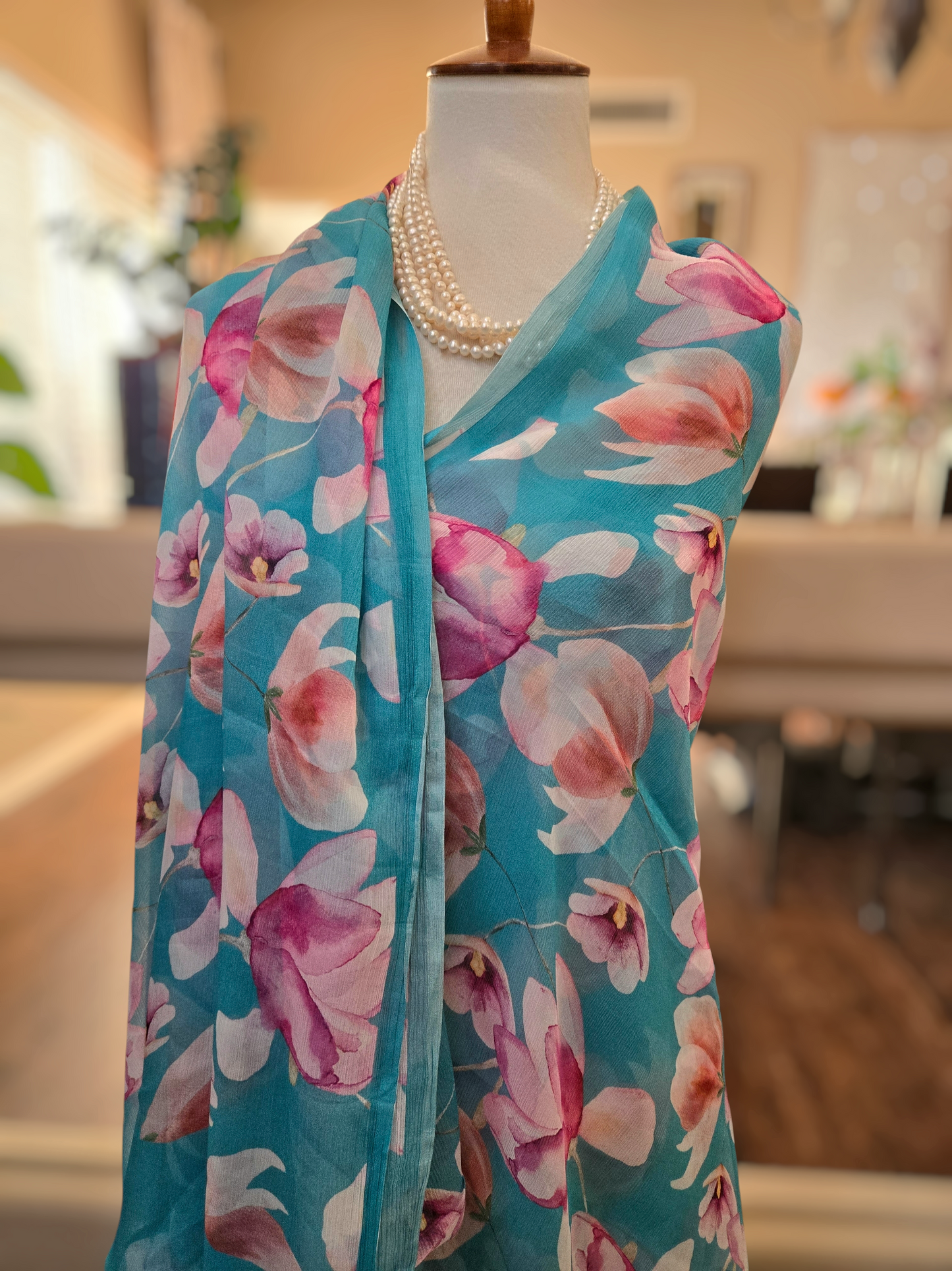 Platinum Printed Pure Chiffon Saree