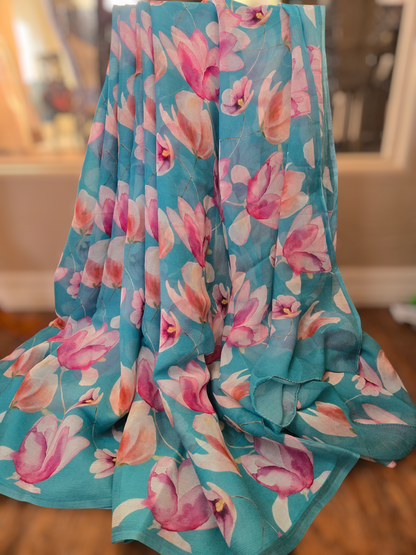 Platinum Printed Pure Chiffon Saree