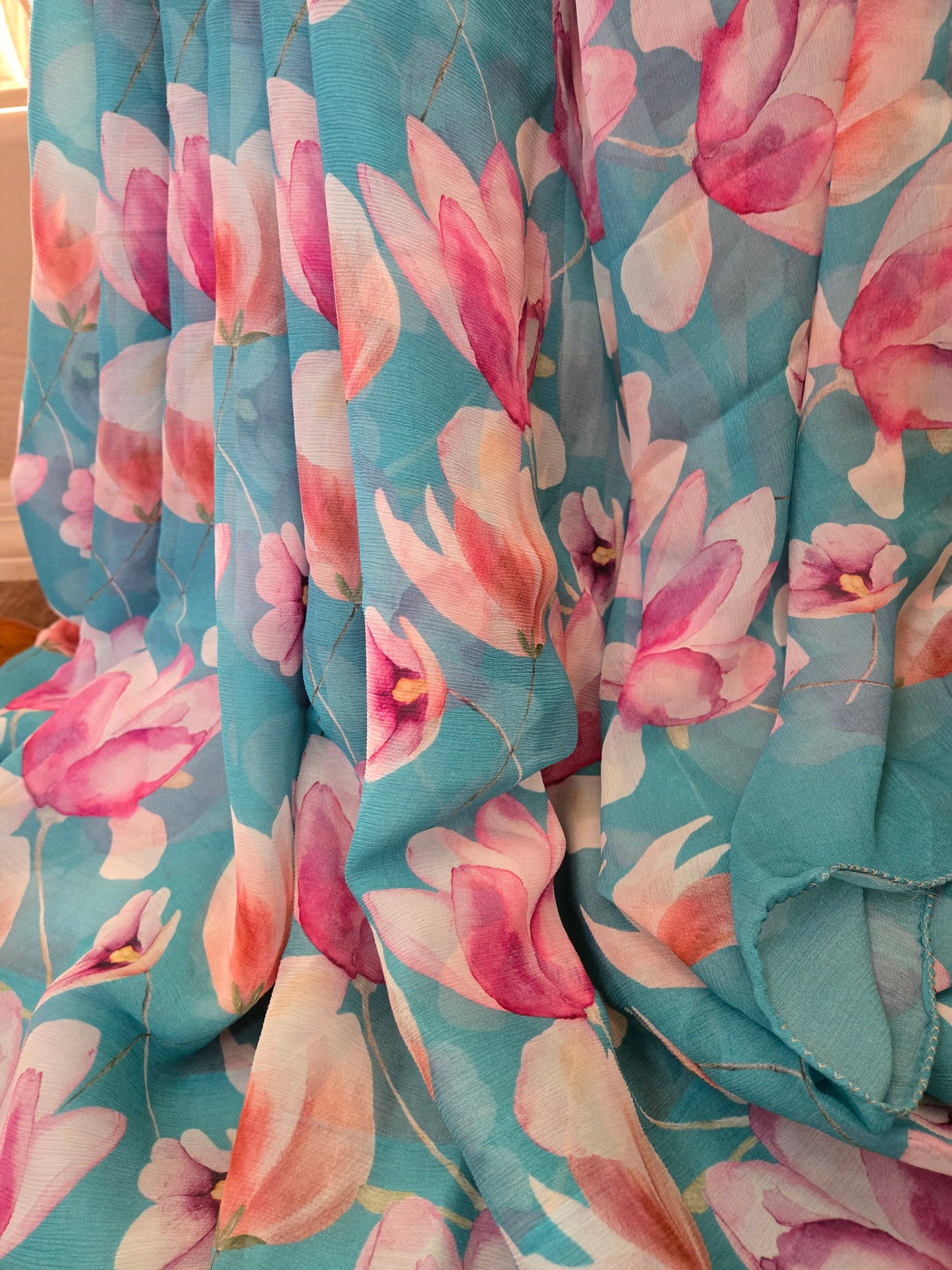 Platinum Printed Pure Chiffon Saree