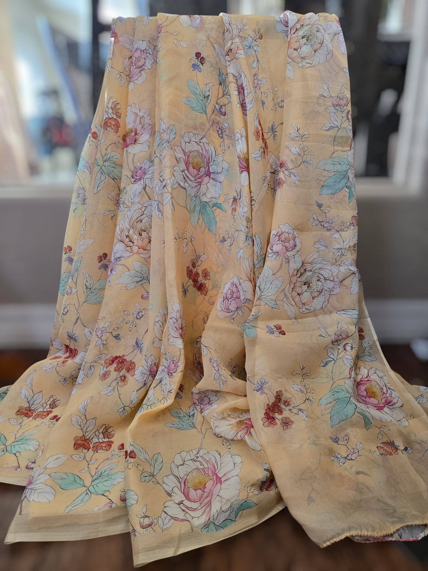 Platinum Printed Pure Chiffon Saree