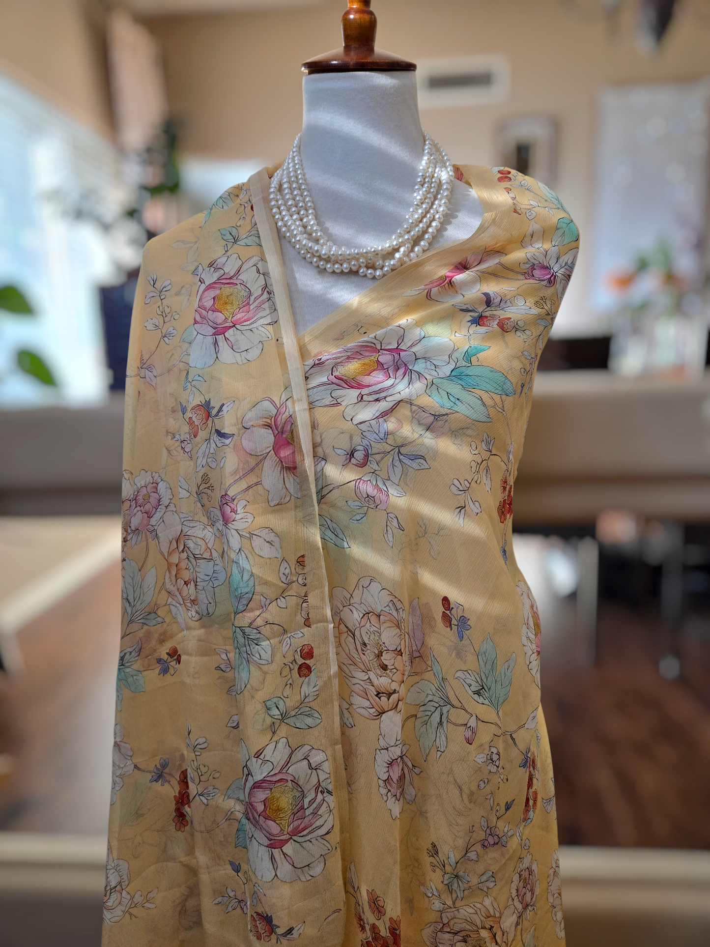 Platinum Printed Pure Chiffon Saree