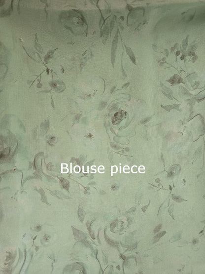 Platinum Printed Pure Chiffon Saree with Mukaish