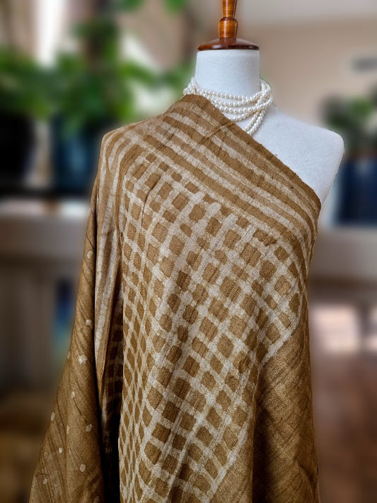 Dabu Tussar Print Saree