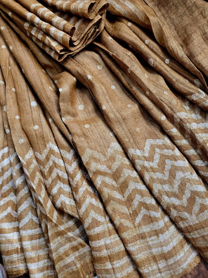 Dabu Tussar Print Saree