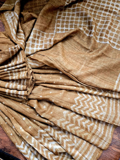 Dabu Tussar Print Saree