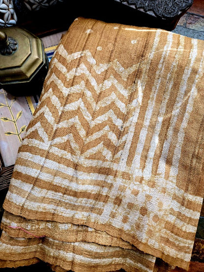 Dabu Tussar Print Saree