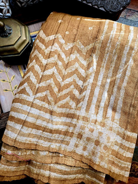 Dabu Tussar Print Saree