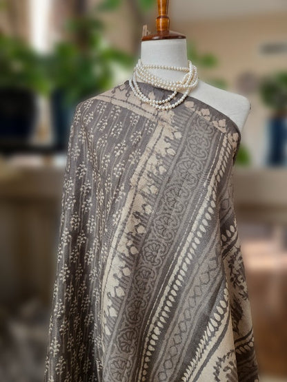 Dabu Tussar Print Saree