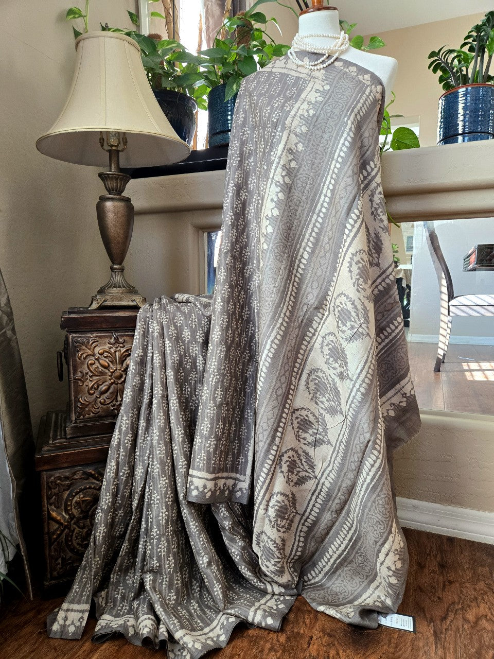 Dabu Tussar Print Saree