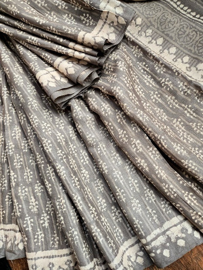 Dabu Tussar Print Saree