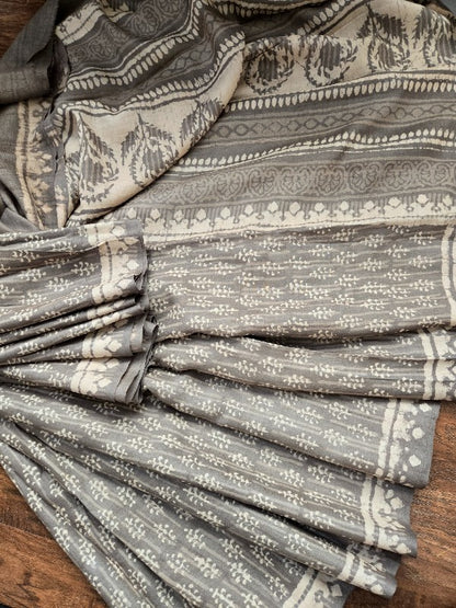 Dabu Tussar Print Saree