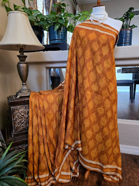 Dabu Tussar Print saree